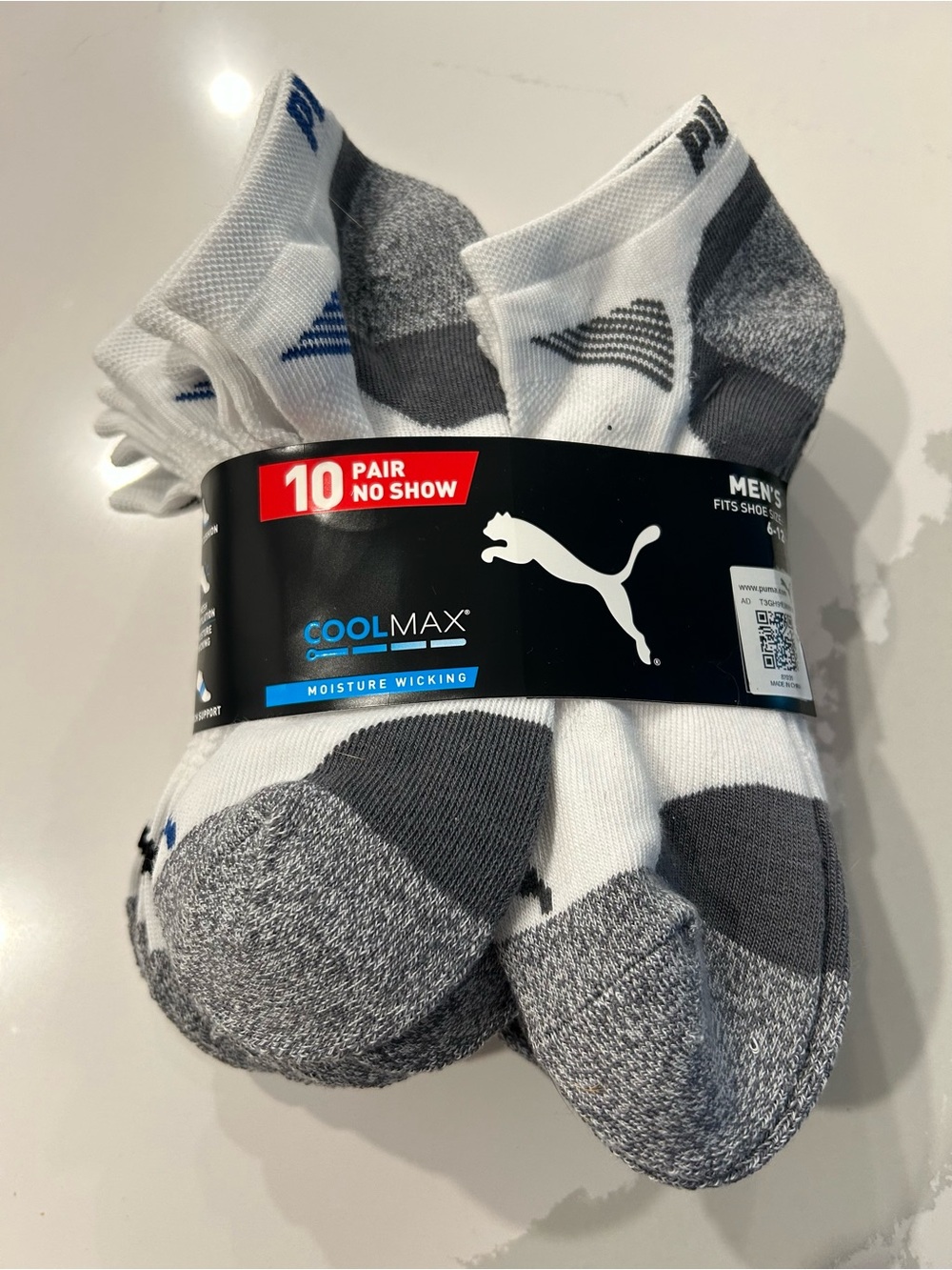 NEW - Puma Men’s No-Show Athletic Socks - (10 Pack)